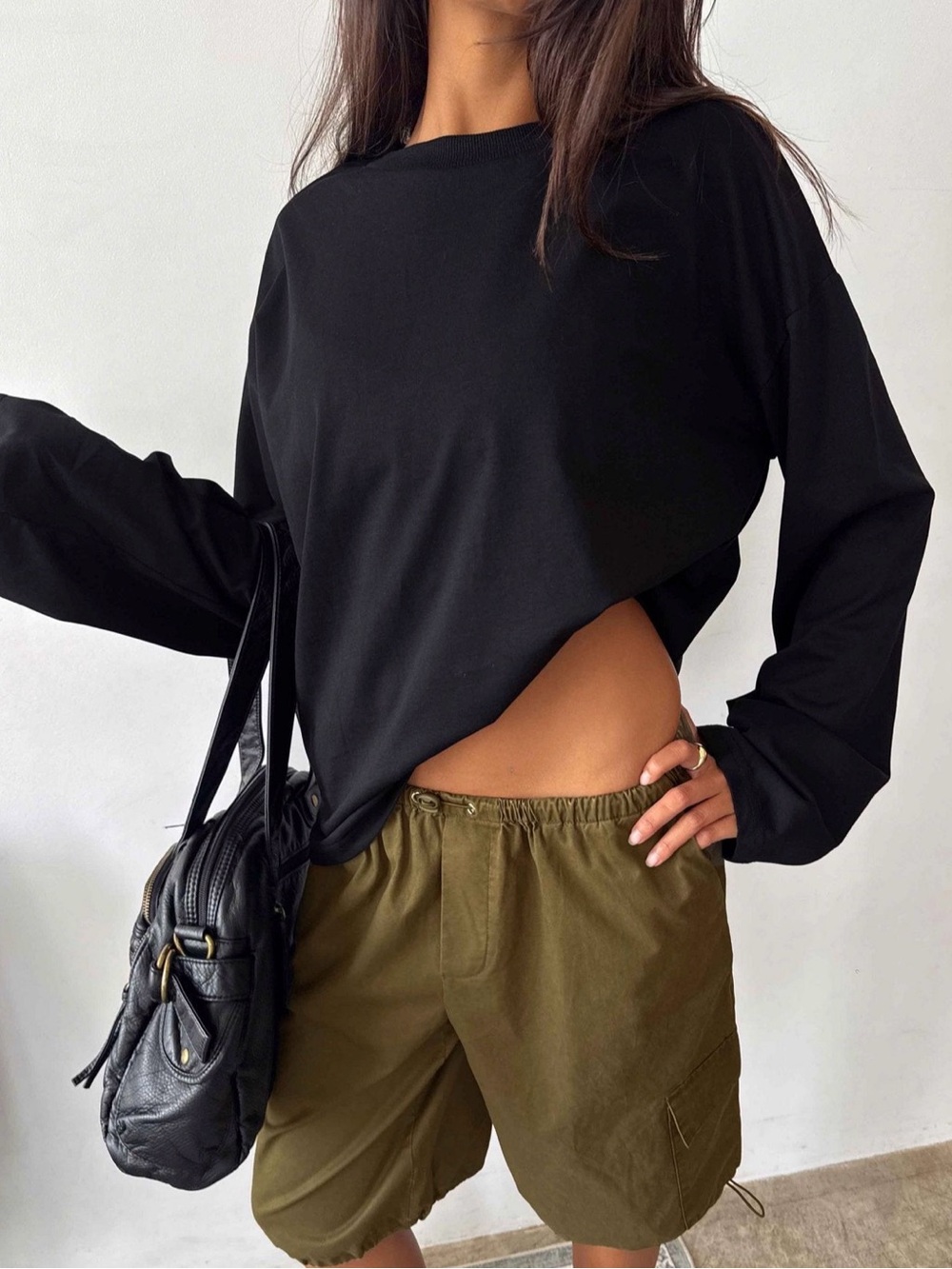 Princess Polly Black Long Sleeve Crewneck Top
